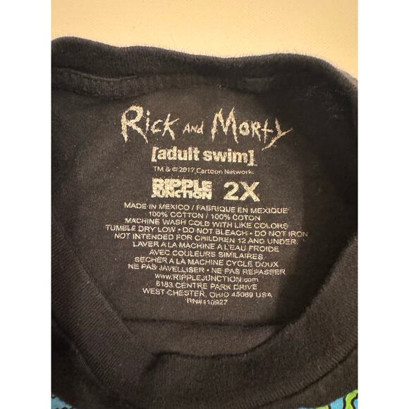 Men's Rick and Morty Adult Swim Black Short Sleeved T-Shirt Size 2X 100% Cotton - Picture 3 of 4